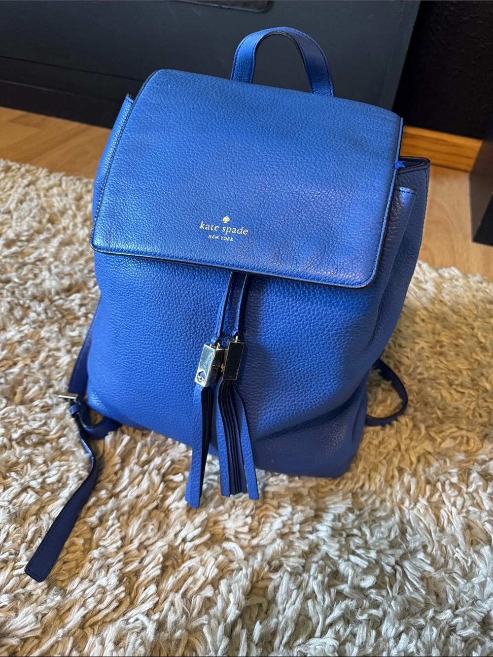 kate spade Blue Leather Tassel Backpack